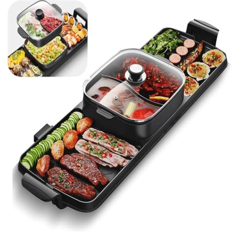 Portable Hot Pot Grill and BBQ Table - Smokeless Indoor/Outdoor Cooking - Non-Stick and Easy to Clean for Gatherings and Home Use