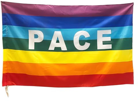 YOFDAL 1 Pezzi Bandiera Pace Arcobaleno, 90X145cm, Bandiere Pace, Rainbow Flag per Interno, Esterno, Giardino