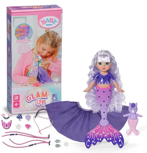 BABY Born Glam Up Aura Meerjungfrauenpuppe mit Styling-Zubehör
