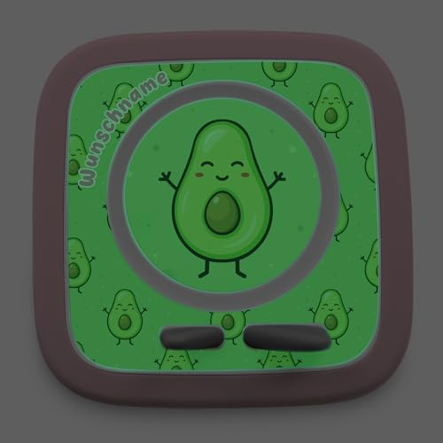 yabaduu Schutzfolie kompatibel mit Toniebox 2 passgenaue Folie mit Motiv Zubehör selbstklebendes Schutzcover Kratzschutz für Kinder Spielzeug Y015 (06 Avocado, Mit Wunschname Nachtleuchtend)