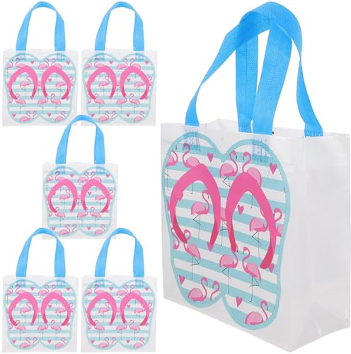 TOKIDNY 6 Leichte Hawaii Geschenktüten aus Vliesstoff Mehrzweck Strandpartytaschen für Poolpartys mit Tropischem Design 6 Stück für Partygeschenke