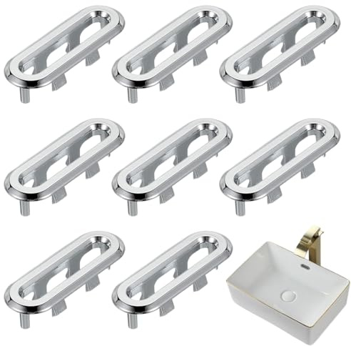 HYFZOD 8 Pezzi Tappi Troppopieno, Tappi Lavandino Bagno e Troppo Pieno Lavandino, Coperture Ovali Piane per Foro, per Bagno, Cucina
