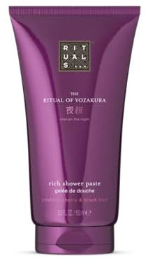 The Ritual of Yozakura Reichhaltige Duschpaste, Gel-Paste-Textur, Lila, mit Weißen Blüten, Mandelmilch und Kirschnoten, 95% Natürliche Inhaltsstoffe