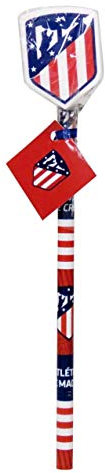 Atletico DE Madrid Lapiz con Goma Decorada en Forma de Escudo