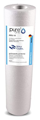 PureOne PPX-10 (1µ bis 200µ) Polypropylene Blockfilter für 10 Zoll Wasserfilter Gehäuse. Bewährter Sedimentfilter. Brunnen, Zisterne, Hauswasserwerk. Extra große Filterfläche - Sehr Ergiebig