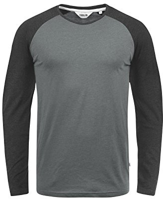 !Solid SDBastien Herren Longsleeve Langarmshirt Shirt mit Rundhalsausschnitt Baumwollmischung Regular fit, Größe:L, Farbe:Grey Melange (8236)