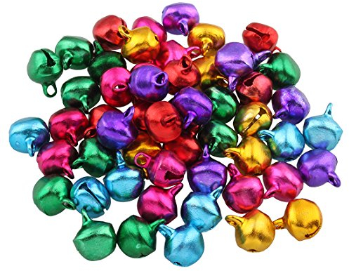 Perlin - 1000 Glöckchen Glocken Schellen 6mm mit Öse Rund Mix Farbe Bunter Basteln Metallglöckchen, Mini Anhänger M31 x2