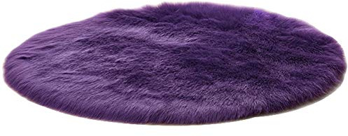 Hochflor Shaggy Rund Teppich Carpet Wohnzimmer Faux Lammfell Schaffell Teppich,Lila,Persönlich
