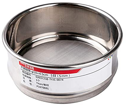 Adamas-Beta φ10×4.5cm 5 Mesh 304 Stainless Lab Sieves Economy Test Sieve 304 Stainless Steel Wire Cloth（5mm）