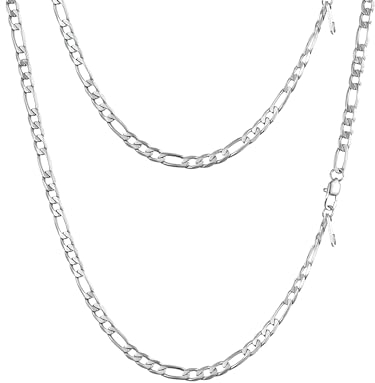 PROSTEEL Choker Halskette 316L Edelstahl glänzend Figarokette 4mm 36+5cm Kurze 3+1 Gliederkette verstellbar Damen Mädchen Collier für Weihnachten Valentinstag