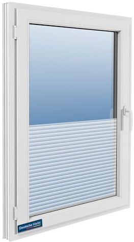 TEXMAXX Blickdichte Fensterfolie selbsthaftend - 45cm x 200cm - Milchglasfolie selbstklebend Fenster - Sichtschutzfolie Fenster - Fensterfolie Milchglas – Jalousie Design
