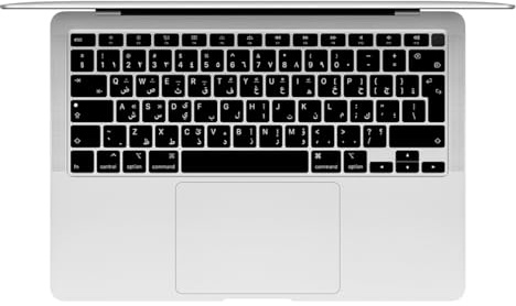 MMDW Arabic EU Keyboard Cover for MacBook Air 13 A2179 A2337 M1 Chip | Black Design,With Touch ID,Ultra‑thin Flexible Silicone,Spill‑resistant,Stain‑resistant,Keyboard Protection