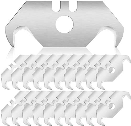 Hakenklingen Hakenklinge 30 Stück Klingen mit Lochung, Trapezhakenklingen für Teppichmesser rsatzklingen mit Loch Hakenklingen, 0,6 mm Klingenstärke