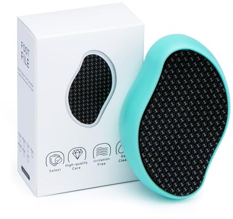 Glass Foot File Callus Dead Remover Heel Scraper and Shower Scrubber - Safely and painlessly removes calluses and Dry Skin from Heels (Blue)