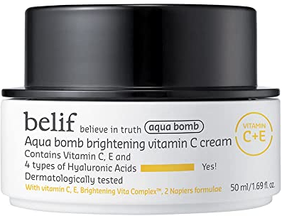 Belif Aqua Bomb Brightening Vitamin C Cream 50ml, Aufhellend Feuchtigkeitscreme, Hyaluronsäure Vitamin C+E, Vegan Gesichtscreme, Alle Stumpfe Müde Haut, Tagescreme Gesichtspflege, Koreanische