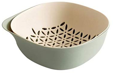 ZAW Plateau de Fruits Fruit Basket Double Couche égouttoir 2 en 1 Bowl Passoire Combo - Cuisine Passoire Fruits Laver Passoire for Le Nettoyage Veggies Plat de Fruits (Color : Green)