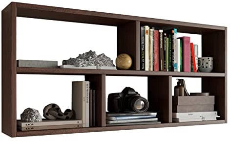 MATKAM TEO Hängeregal in moderner Optik, B113,6 x H50 x T25 cm, Wandregal in verschiedenen Ausführungen erhältlich, für Arbeits-, Wohn-, Schlaf- oder Jugendzimmer (Wenge)