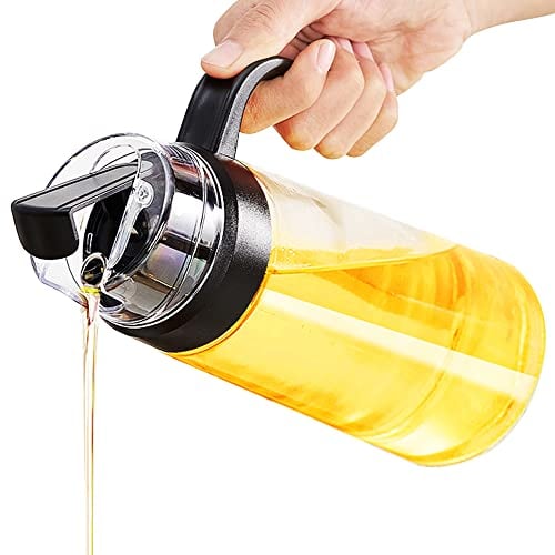 ACEWARMS 630ml Oil Dispenser Bottle for Kitchen,2Pack Olive Oil Bottles with Drizzlers,Vinegar Bottles, Black Glass Soy Sauce Bottles With Brush(Black)
