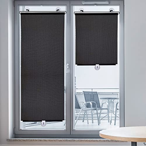 Verdunkelungsrollo mit Saugnäpfen,Thermo Dachfenster Rollo, Einziehbarer Temporäre Jalousien,Fensterrollo Sonnenschutz und Sichtschutz,Ohne Bohren,Für Auto,Küche,Büro (58x125cm/22.8x49.2in)