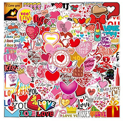 100 Stück Valentinstag rosa Mädchen Herz Liebe Laptop Computer Skateboard Handy Gepäck Gitarre DIY Aufkleber für Studenten Mädchen Frauen, Album, Handwerk, Kalender, Planer schöne Aufkleber