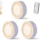 Wireless Under Cabinet Lighting Battery Operated,LED Puck Lights with Remote Control,3 Color Dimmable Timing Function Push Lights Ideal for Kitchen Cabinets, Bedrooms, Closets, Garage and More 3 Pack