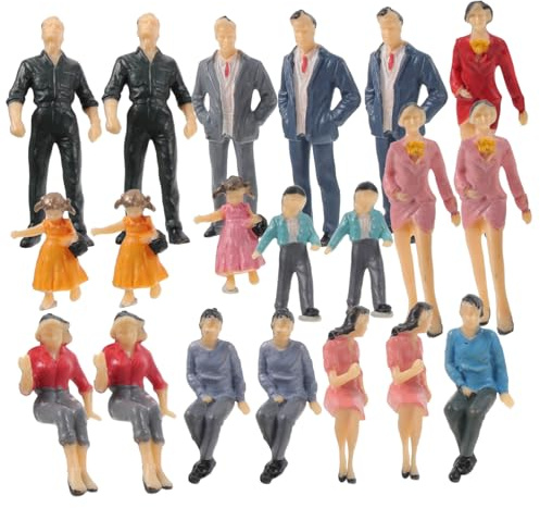 DECHOUS 20 Stück Miniatur Menschenfiguren aus Kunststoff mit Geruchlosen Farben Modellbahnlandschaft und Puppenhausdekoration Zufällige Farbe Zufälliger Stil