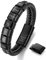 Murtoo Personalisiertes Leder-Armband für Herren - Schwarz Mit Gravur und Namen, Magnetverschluss aus Edelstahl, Geschenkidee (7 Ringe)