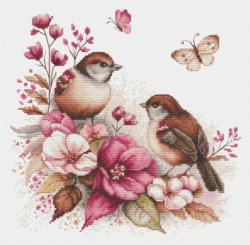Luca-S Kreuzstich Stickpackung Der Vogelfrühling Zählmuster, Multifarbig