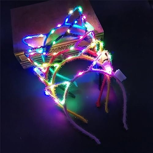 REQO 10 PièCes Serre-TêTe Chat,Bandeau D'Oreilles De Chat à Paillettes,Lumineux Cheveux Accessoires,Pour Enfants Femmes DéCorations De FêTe La Vie Quotidienne Cosplay (10 Pieces-A)