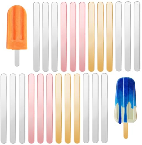 30 Stück Acryl-Stäbchen, wiederverwendbare Eisstiele, Eisstiele, Kuchenformen, Mini-Eisstiele, Kuchenstiele, für selbstgemachtes Eis, Kuchen, Desserts, DIY-Kunst (11,4 cm, mehrfarbig)
