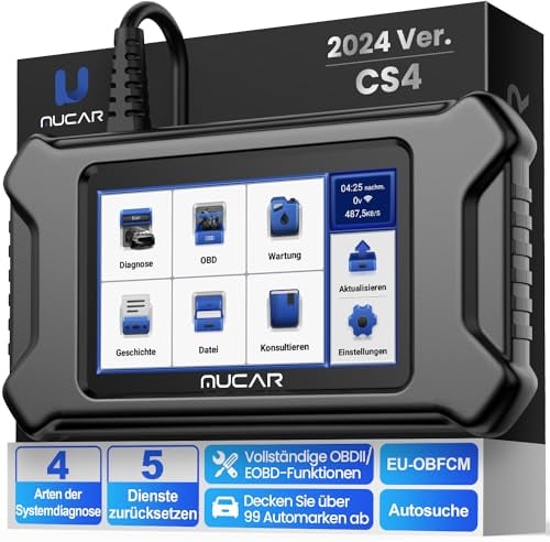 Verbesserte MUCAR CS4 OBD2 Diagnosegerät, Unterstützt ECM, ABS, SRS, TCM Systemdiagnose + 5 Wartungs-Reset-Funktionen(Oil, EPB, SAS, TPMS, ETS), Konform mit der EU-OBFCM Europäischen Norm Android 6.0