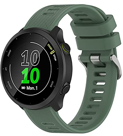 Wownadu Cinturino Compatibile con Garmin Forerunner 55/158 / 245/165 / 645, 20mm Cinturino Verde Universale Ricambio, Regolabile Cinturini Sportivo (nessun Tracker)