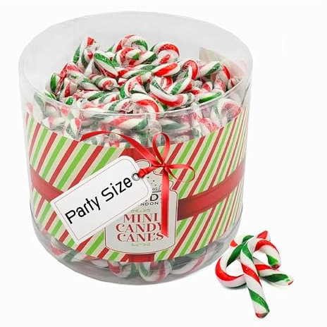 Candy Canes Bulk Buy for Christmas Gifts - Mini 250 x 5g Individually Wrapped Peppermint Green, Red & White Sweets Lolly Pops for Kids. Perfect for Decorating the Christmas Tree, Stocking Fillers