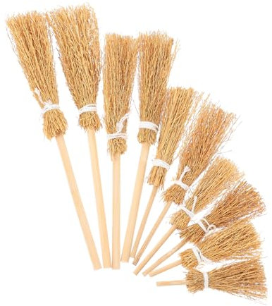 Mobestech 10pcs Mini House Broom Ornaments Diy Miniature House Decor Soft Broom Craft