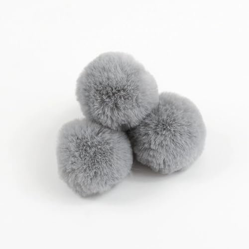 SYSUII 20 Stück Fellbommel Pompon Kunstfell Pompon 5cm Künstliche Fellbommel für StrickMützen und Beanies Taschenanhänger Schlüsselanhänger Anhängern Basteln Waschbär Haarkugel Anhänger DIY-Hellgrau