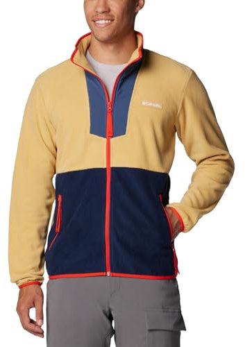 Columbia Sequoia Grove-Pile con Zip Intera Giacca, Cammello Chiaro/MTN Scuro/Blu Marino col/Speziato, XL Uomo