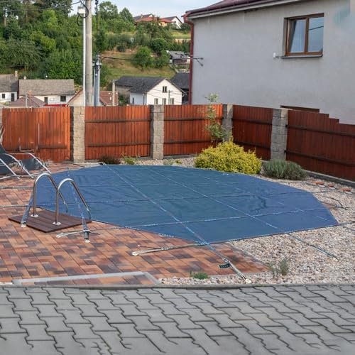 Poolabdeckung Winter 1-10m Große Poolabdeckung für Einbaubecken, Blaue Terrassen-Schwimmbad-Sicherheitsabdeckung für Den Sommer, Runde Poolplane mit Ankerbeschlägen ( Color : Cover Diameter-4m(13ft) )
