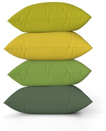 ggaimwf Einfarbig Leinenkissenbezüge für Sofa Grüner Gradient Kissen für das Bett Frühling Hellgrüne Farbe Handgefertigt Quadrat Kissenhüllen mit unsichtbarem Reißverschluss, 40x40cm, 4er-Set