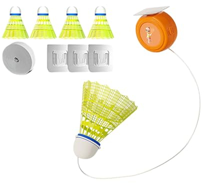 LOVIVER Badminton-Solotrainer, Badminton-Training mit Badminton-Krafttraining, verstellbares Trainingsgerät, Solo-Übungen für Zuhause, 5 Bälle