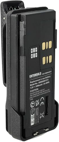 EXTENSILO Akku kompatibel mit Motorola DP2400e | DP2000, DP2600, DP2400 Funkgerät, Walkie Talkie (3400 mAh, 7,2 V, Li-Ion) + Gürtelclip
