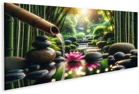 islandburner Tableau sur toile Jardin zen Cascade de bambou doux clapotement Images murales Poster