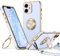 XYZ for iPhone 12 Case with Stand, Double Ring Holder for Girls Women, Luxury Cute Bling Protective Phone Cover for iPhone 12, Blue