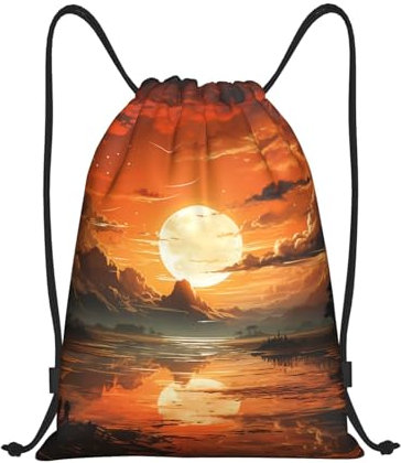 VducK Rucksack mit Kordelzug, für Herren, Orange, Querformat, Kordelzug, Turnbeutel, Schwarz , M