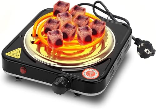 DASIAUTOEM Elektrischer Kohleanzünder Kohlebrenner, 1000W Elektrischer Kohle-Anzünder für Shisha mit Kohlegitter, Mobile Herdplatte Elektro für Kokoskohle, Bambuskohle, Holzkohle