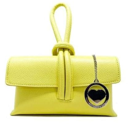Chicca Borse Borsetta da donna in pelle, borsa a mano pochette (Giallo)