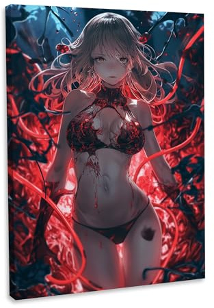 Hustling Sharks® Animebild „Anime Girls 2“ – Leinwand 30 × 40 cm | XXL Animebild im Hochformat, verschiedene Frauenbilder als Anime-Bild, Anime