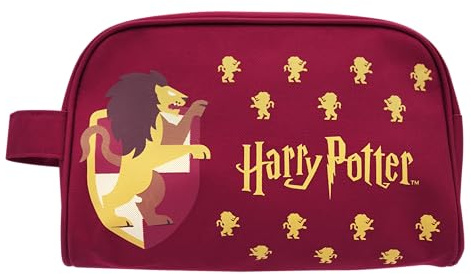 Harry Potter Trousse Toilette Gryffondor – Format Voyage Avion - Toilette, Rangement Cosmétique – Anse de Transport – Fermeture Zippée – Accessoire Officiel Poudlard - Cadeau Adulte Enfant