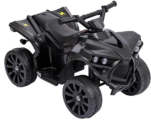 Baroni Toys Quad eléctrico para niños de 1 a 4 años con Manillar, Efectos de luz y Sonido, Quad con Marchas adelante y atrás, batería Recargable de 6 V, fácil de Montar, 70x42x45 cm, Negro