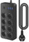 Lotvic Multiprise Electrique, Multiprise avec Interrupteur, Multiprise 8 Prises, Multiprise Parafoudre avec 1 Port USB C,3 Port USB A (5V 2A), Multiprise USB avec 1,8M Cordon pour Maison Burea Noir