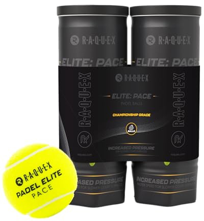 Raquex Palline da padel Elite - 6 Palline - 2 opzioni di velocità, palline da padel Elite, Standard Speed. Elite: Pace Padel Pro per un gioco più veloce